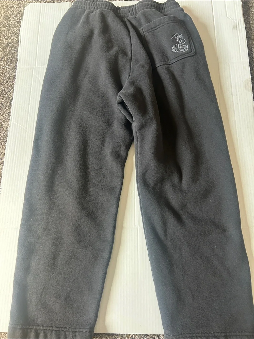 Kids Black Fleece Sweatpants with Cobra Patch